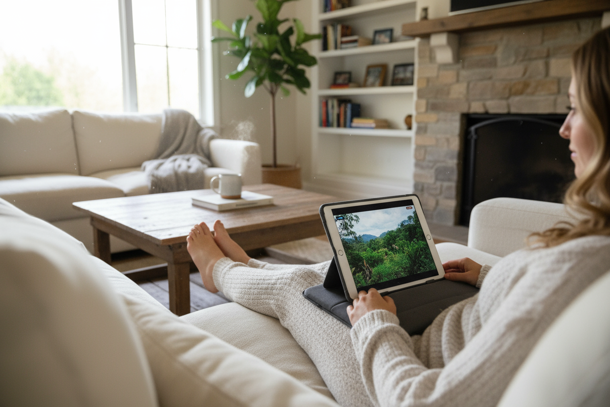 the ipad needs to rest on the cushion upright. and make the cushion plain